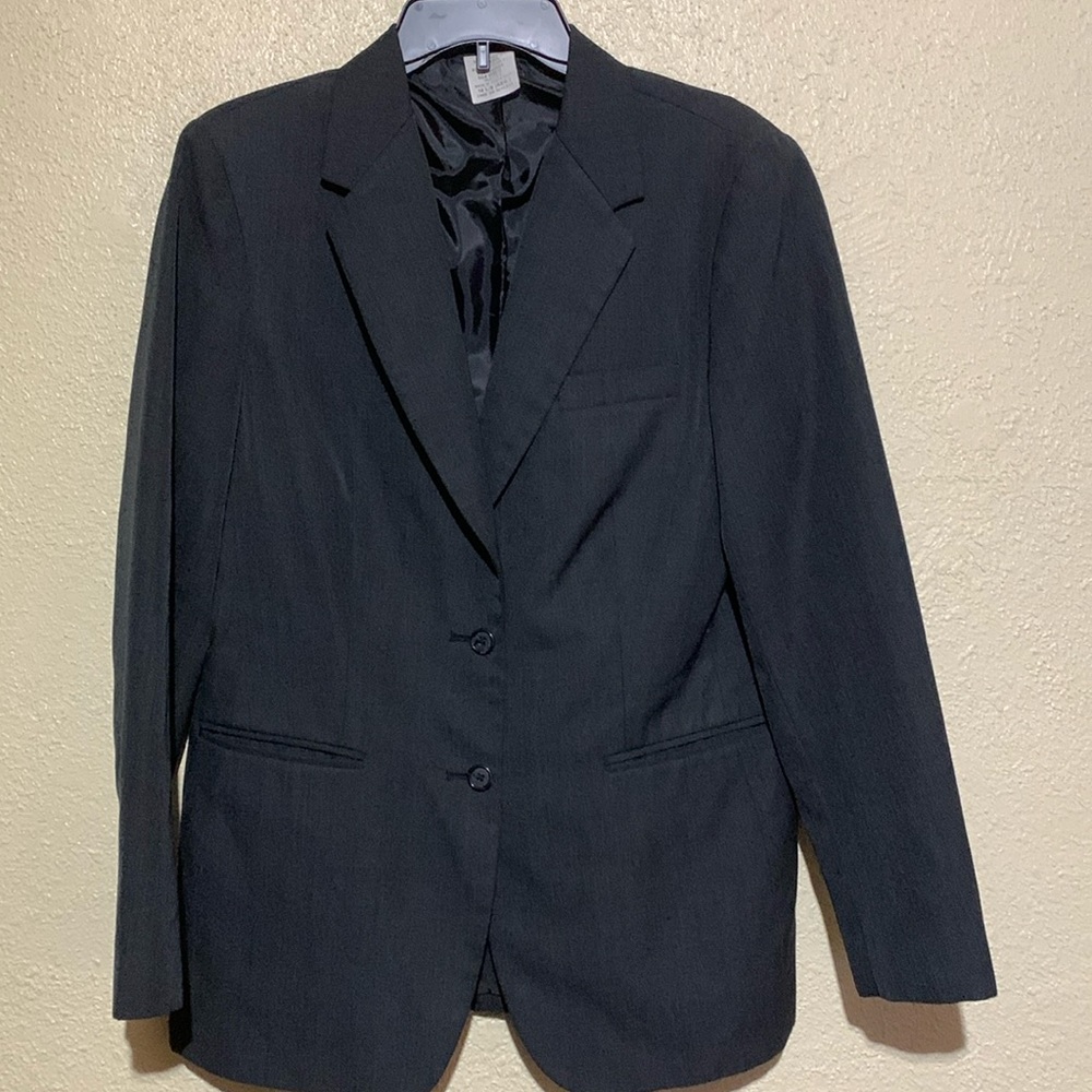 Cintas Blazer Jacket 12 L Regular Dark Gray/Black 2 Front Buttons Wool Blend